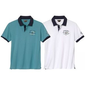 Atlas For Men Mens Pique Polo Shirt (Pack of 2) / Blue/White